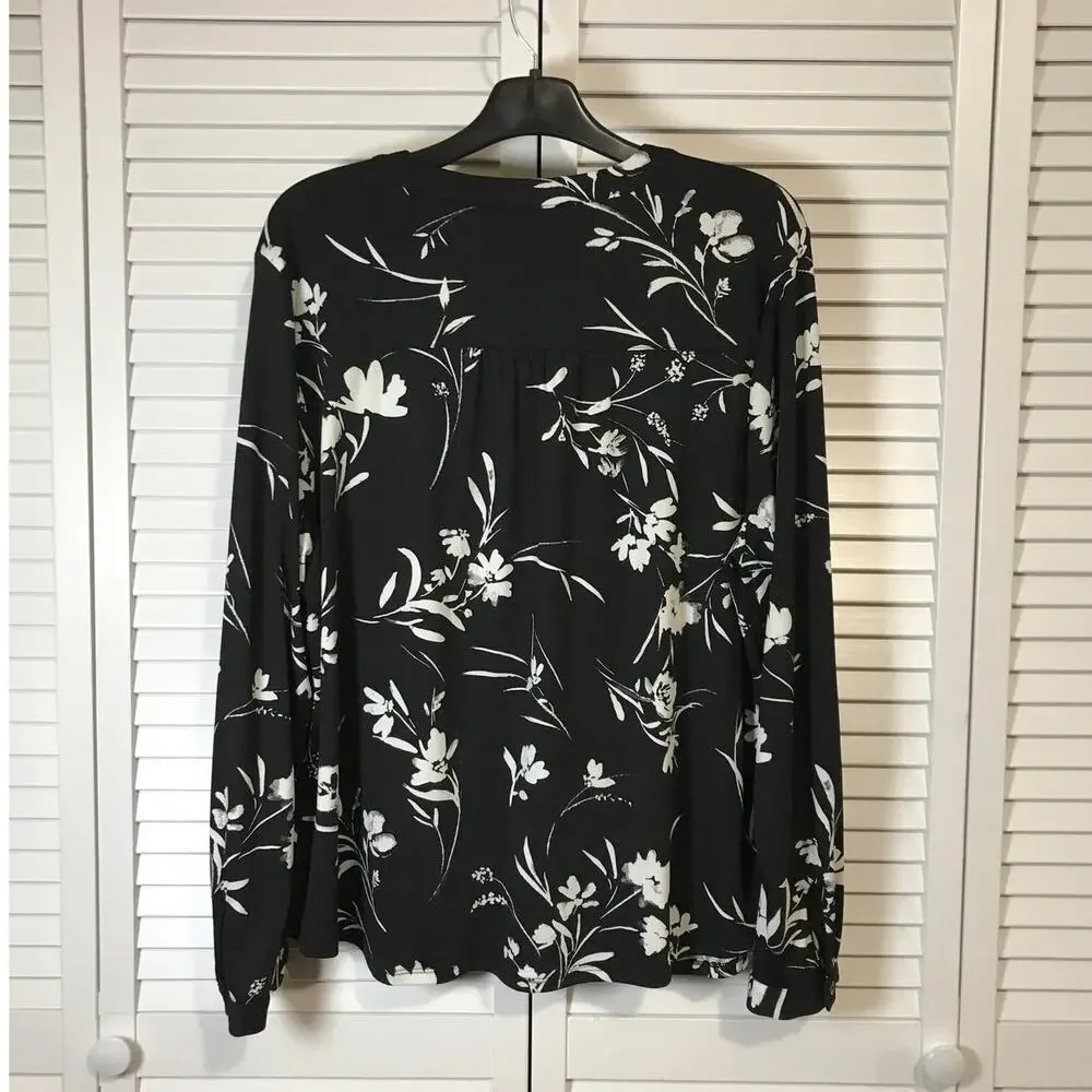 Zac & Rachel Floral V-neck Long Sleeve Blouse 1X - Picture 2 of 7
